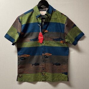 Men's Casual Button Down Shirt with Fish Pattern